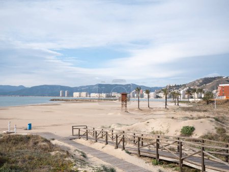 Photo for Cullera, Spain; March 4th 2024: Cap Blanc beach in Cullera, Valencia coast - Royalty Free Image