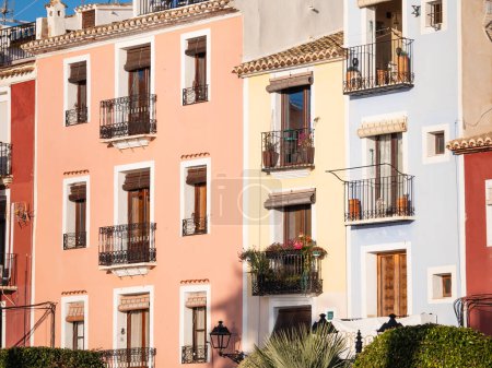 Photo for Villajoyosa, Spain; March 16th 2024: Colorful facades of Villajoyosa in Alicante province, White Coast - Royalty Free Image