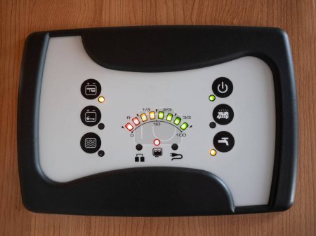Photo for Motor home or camper van control panel with electricity and water levels - Royalty Free Image