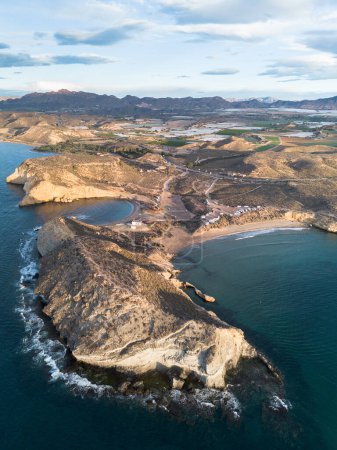 Photo for Cuatro Calas, La Carolina and Los Cocedores beaches in Murcia aerial view - Royalty Free Image