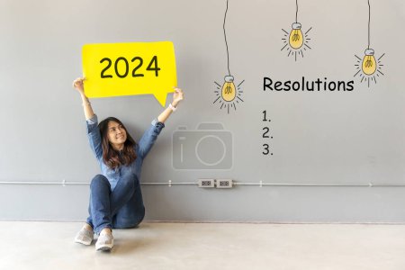 2024 Vorsätze mit jungen Frauen fröhlich und frohes neues Jahr. Gemeinsam ins neue Jahr 2024 