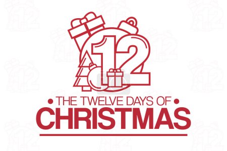 The Twelve Days of Christmas. Vector illustration. Holiday poster