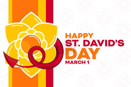 Ilustración de Feliz Día de San David. 1 de marzo. Ilustración vectorial. Cartel de vacaciones - Imagen libre de derechos
