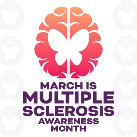 Foto de Marzo es el mes de la conciencia de la esclerosis múltiple. Ilustración vectorial. Cartel de vacaciones - Imagen libre de derechos