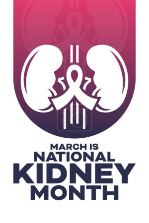 Ilustración de March is National Kidney Month. Vector illustration. Holiday poster - Imagen libre de derechos