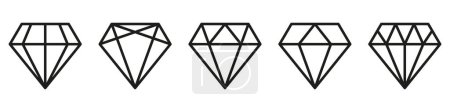 Foto de Icono de diamante. Gran colección de diamantes de calidad. Estilo de diamante lineal y silueta. Conjunto de colección de iconos de diamantes reales - Imagen libre de derechos