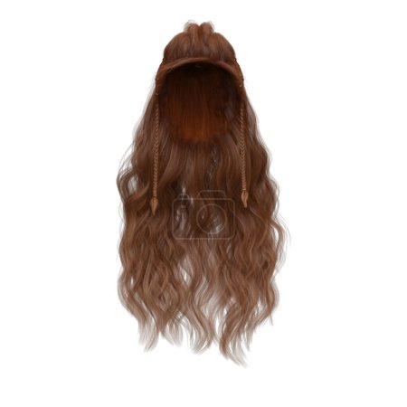 Photo for Long hair fantasy isolated 3d render - Royalty Free Image