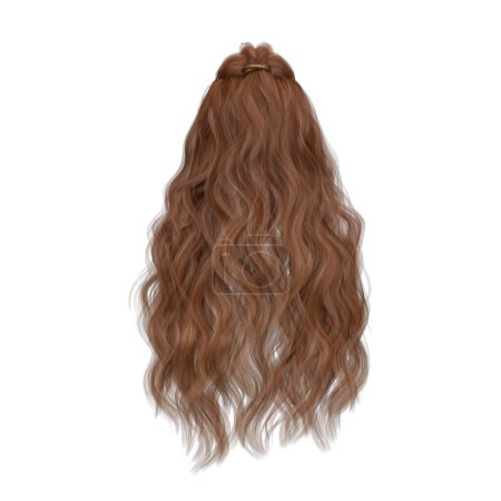 Long hair fantasy isolated 3d render