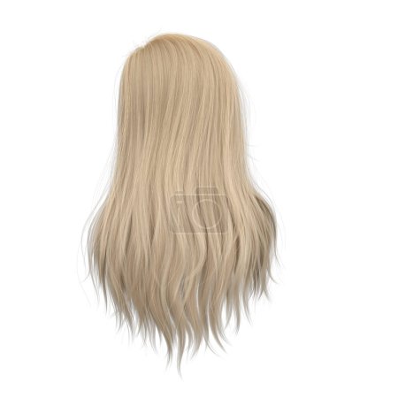 Téléchargez les photos : 3d rendant cheveux blonds droits isolés - en image libre de droit
