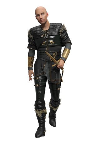 3d render white young man character dark fantasy isolated