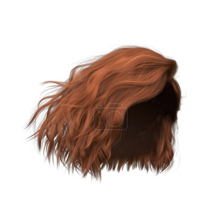 3d render illustration beauty short ginger red hair isolated
