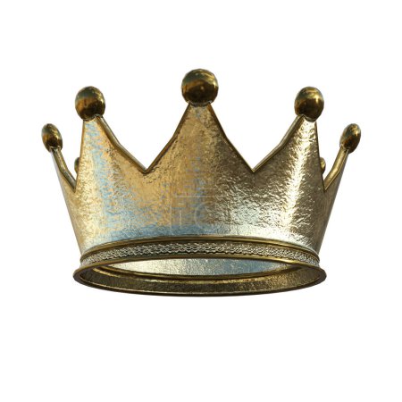 3d rendering golden fantasy crown king queen isolated