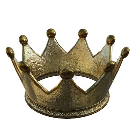 3d rendering golden fantasy crown king queen isolated