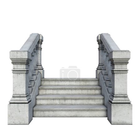 Téléchargez les photos : 3d rendu illustration château vintage gothique pierre escaliers isolé - en image libre de droit