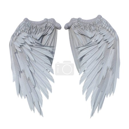 3d rendant fantaisie ailes d'ange blanc isolé