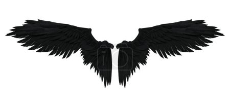 3d rendering black fantasy angel wings isolated
