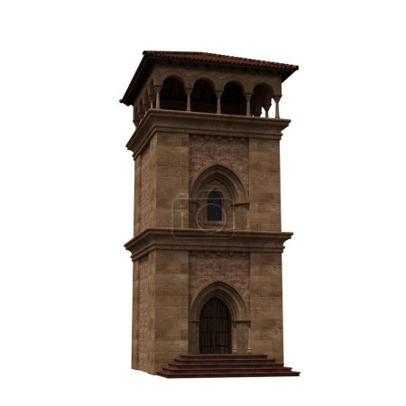 Photo for 3d rendering building brick bell tower isolated - Royalty Free Image