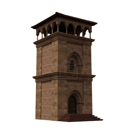 Photo for 3d rendering building brick bell tower isolated - Royalty Free Image