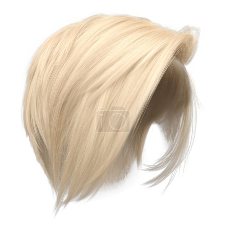 3d render short blonde pixie hair isolated