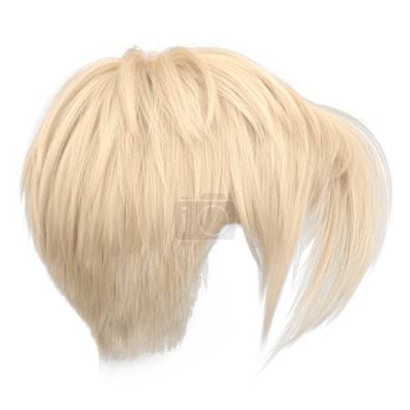 3d render short blonde pixie hair isolated