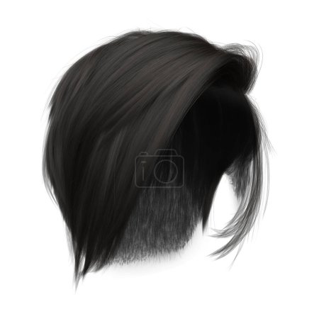 3d rendern kurze schwarze pixie Haare isoliert