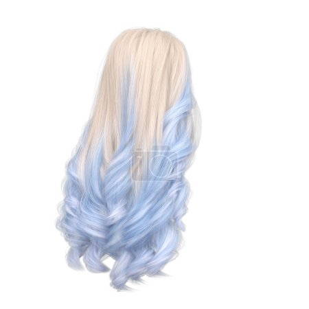 3d rendu blond et bleu clair ondulé cheveux princesse isolé
