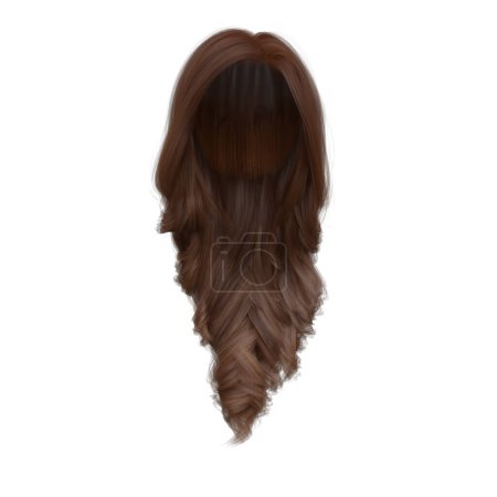 3d rendering mahogany dark ginger wavy princess hair isolated