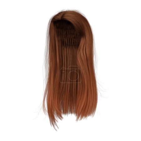 Téléchargez les photos : Rendre 3d longs cheveux rouges droits isolés - en image libre de droit