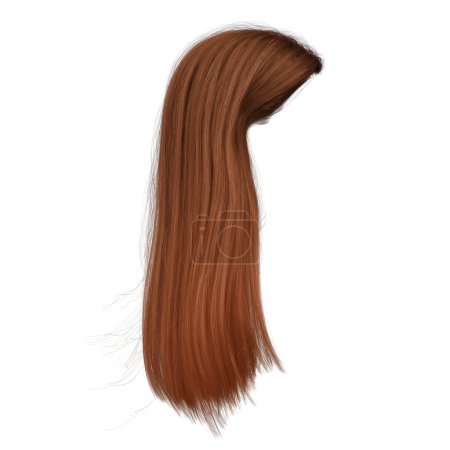 Téléchargez les photos : Rendre 3d longs cheveux rouges droits isolés - en image libre de droit