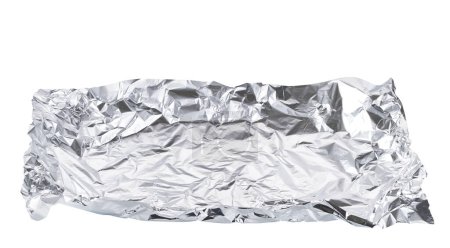 Téléchargez les photos : Small pieces of crumpled aluminum foils isolated on a white background. - en image libre de droit
