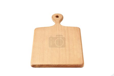 Foto de Chopping board isolated on white background with clipping path. Cutting board made of natural wood. - Imagen libre de derechos
