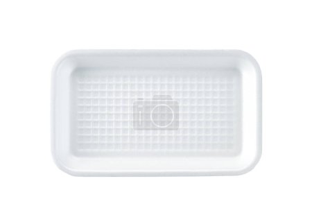 Photo for White plastic box for design and logo, this can be used with a microwave oven with clipping path. White plastic plate or styrofoam food container isolated on white background. - Royalty Free Image