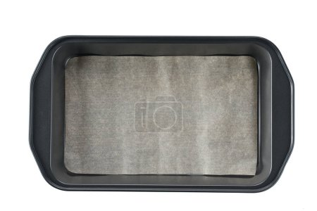 Foto de Empty oven tray for baking and roasting isolated. Rectangular baking pan for food design. - Imagen libre de derechos