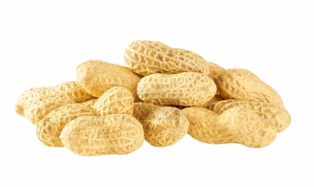 Photo for Heap of peanuts in shell isolated on white background. - Royalty Free Image