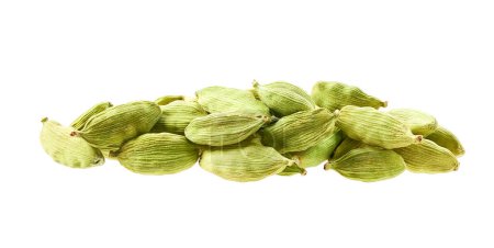 Photo for Pile green cardamom pods isolated on white background. - Royalty Free Image