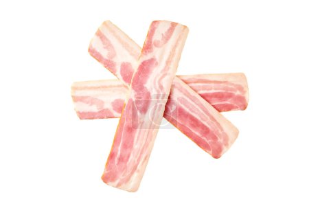 Photo for Smoked bacon strips, isolated on white background - Royalty Free Image