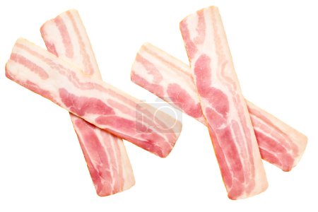 Photo for Smoked bacon strips, isolated on white background - Royalty Free Image