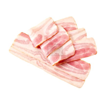 Photo for Smoked bacon rashers isolated on white background - Royalty Free Image