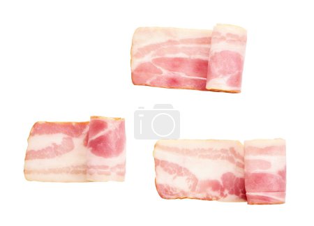 Photo for Smoked bacon rashers isolated on white background - Royalty Free Image