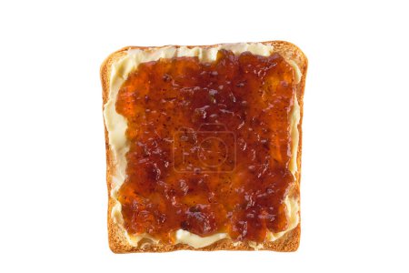 Photo for Toast with tasty figs jam on white background, top view. - Royalty Free Image