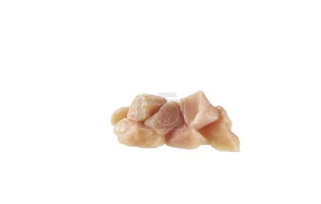 Photo for Pieces of raw chicken fillet isolated on white. - Royalty Free Image