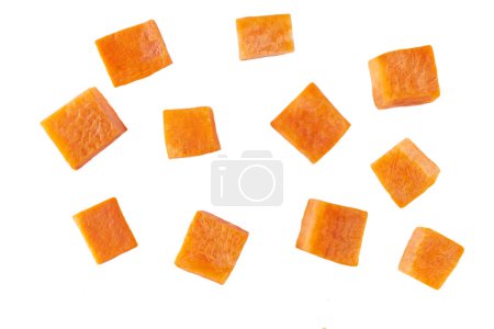 Photo for Diced carrots isolated on white background. - Royalty Free Image