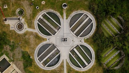 Photo for Aerial view of water purification facilities - Royalty Free Image