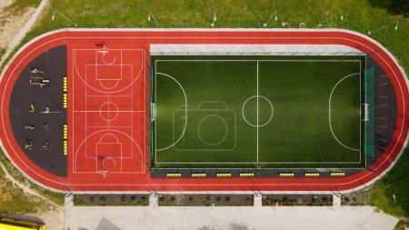Photo for Football mini field aerial photography. - Royalty Free Image