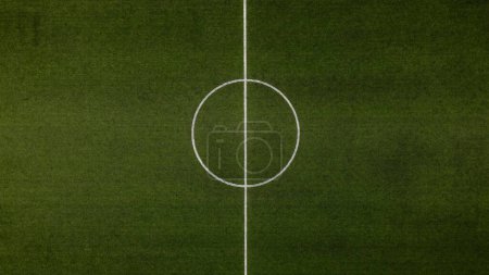 Aerial view of the center of a football field.