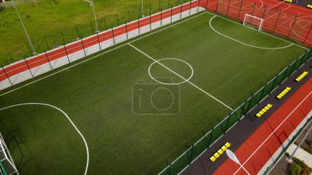 Photo for Football mini field aerial photography. - Royalty Free Image