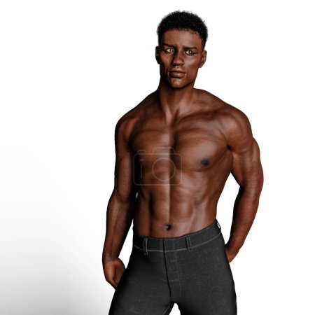 Very handsome and sexy african american man who can be used for compositing into your graphics. Great for romance novel covers, marketing, and social media to grab attention.