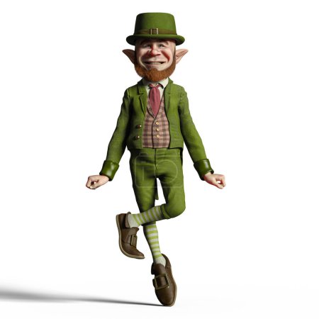 Foto de Duende irlandés todo vestido de verde y feliz. Con su barba roja y sus orejas puntiagudas está listo para celebrar el Día de San Pareick. O cualquier otra cosa que involucre ORO! - Imagen libre de derechos