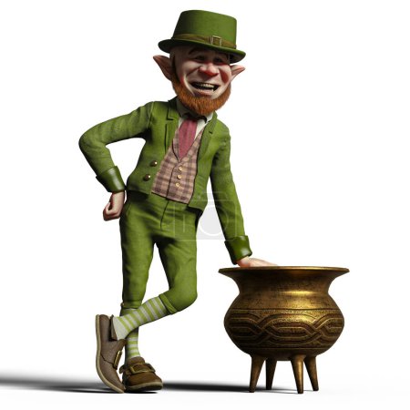 Irish Leprechaun all dressed in green and happy. With his red beard and pointy ears he's ready to celebrate St. Pareick's Day. Or anything else that involves GOLD!