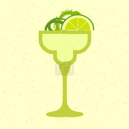 Cocktail vert avec citron et fleur. Mojito en verre de margarita. Boisson gazeuse verte fraîche
